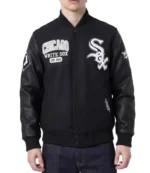 Chicago White Sox City Arch Full-Snap Black Varsity Jacket For Unisex