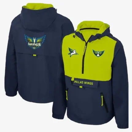 Unisex Dallas Wings Legends Challenger Half Zipper Green and Black Hooded Jacket