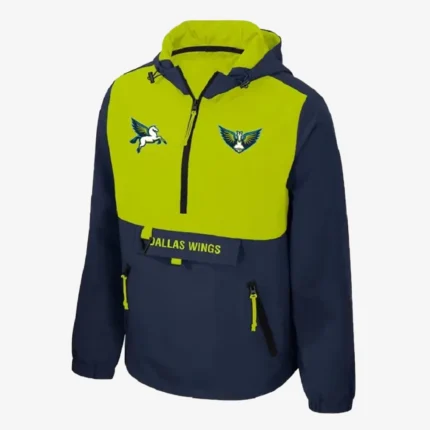 Dallas Wings Legends Challenger Half Zipper Green and Black Hooded Jacket