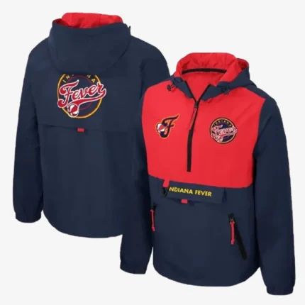 Unisex Indiana Fever Legends Challenger Half Zipper Red and Black Hooded Jacket
