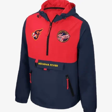 Indiana Fever Legends Challenger Half Zipper Red and Black Hooded Jacket