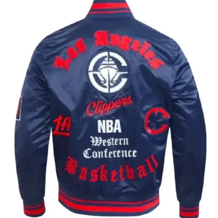 LA Clippers Classic Old English Rib Full-Snap Satin Starter Jacket