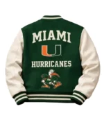 Miami Hurricanes Green and White Varsity Letterman Jacket