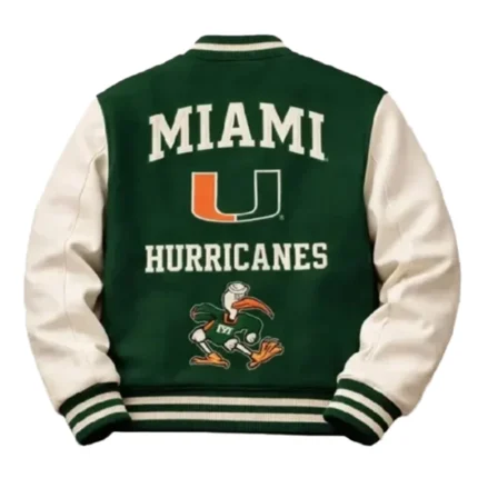 Miami Hurricanes Green and White Varsity Letterman Jacket