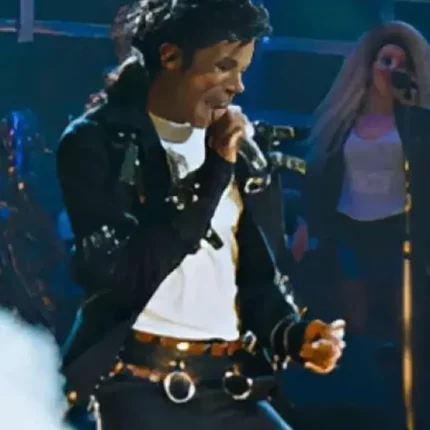 Michael Movie 2026 Jaafar Jackson Black Wool Belted Jacket