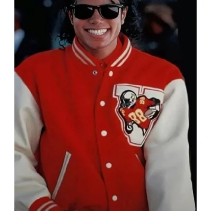 Unisex Movie Michael 2026 Jaafar Jackson Red and White Wool Varsity Jacket