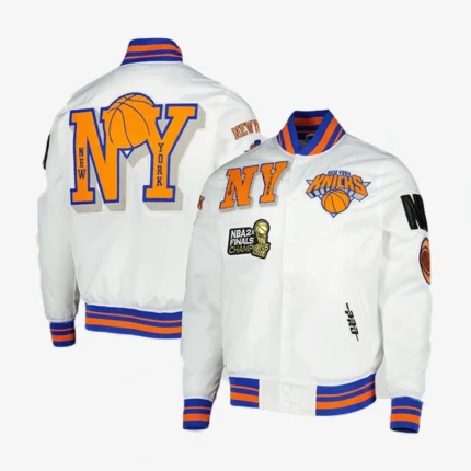 Unisex New York Knicks Pro Standard White NBA 2x Finals Champions Mash Up Capsule Satin Full-Snap Jacket