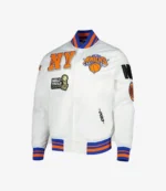 New York Knicks Pro Standard White NBA 2x Finals Champions Mash Up Capsule Satin Full-Snap Jacket