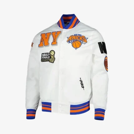 New York Knicks Pro Standard White NBA 2x Finals Champions Mash Up Capsule Satin Full-Snap Jacket