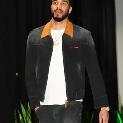 Philadelphia 76ers Vs Boston Celtics Jayson Tatum Faded Black Denim Jacket For Unisex