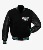 Philadelphia Eagles Black Wool And Leather Jacket For Unisex