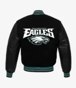 Philadelphia Eagles Black Wool And Leather Jacket