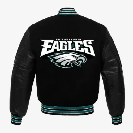 Philadelphia Eagles Black Wool And Leather Jacket