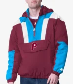 Philadelphia Phillies Charger Burgundy Half-Zip Pullover Jacket For unisex