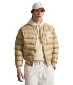 Unisex Polo Ralph Lauren 2026 Tan Brown Quilted Colden Letter Puffer Jacket
