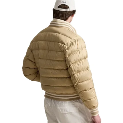 Polo Ralph Lauren 2026 Tan Brown Quilted Colden Letter Puffer Jacket