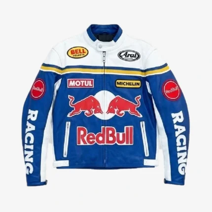 Racing Red Bull Biker Leather Jacket For Unisex