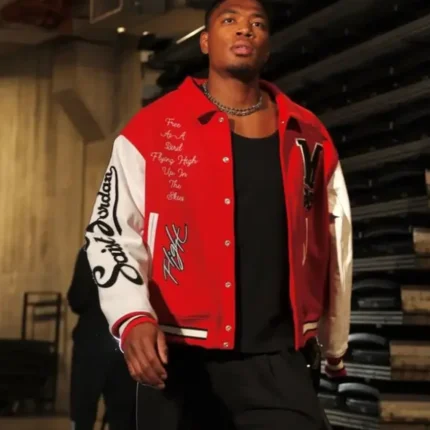 Unisex Rui Hachimura Saint Mxxxxxx x Jordan Red Varsity Jacket