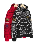 Supreme x Vanson Leathers Spiderman Zip Up Hoodie For Unisex