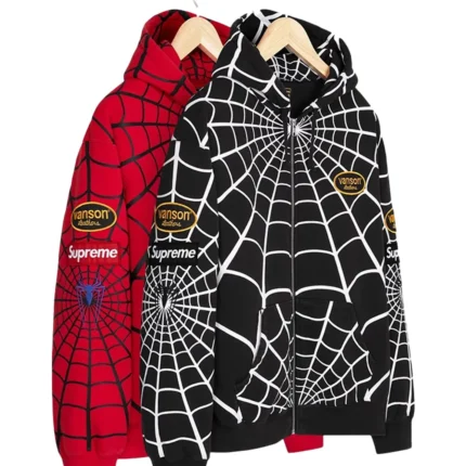 Supreme x Vanson Leathers Spiderman Zip Up Hoodie For Unisex
