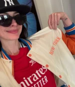 Anne Hathaway New York Knicks Varsity Bomber Jacket For Unisex