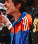 Atlanta Hawks v New York Knicks 2026 Timothée Chalamet Adidas Blue and Orange Track Jacket For Unisex