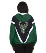 Milwaukee Bucks WEAR by Erin Andrews Black Hunter Green Colorblock Full-Zip Windbreaker Jacket For Unisex