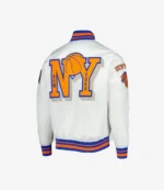 New York Knicks Pro Standard White NBA 2x Finals Champions Mash Up Capsule Satin Full-Snap Jacket For Unisex