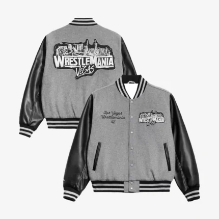 Unisex WWE WrestleMania 42 Las Vegas 2026 Grey Varsity Jacket