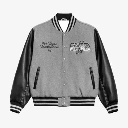 WWE WrestleMania 42 Las Vegas 2026 Grey Varsity Jacket