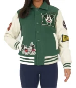 Disney Adult Green and Black Varsity Jacket For unisex