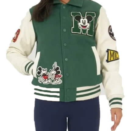 Disney Adult Green and Black Varsity Jacket For unisex