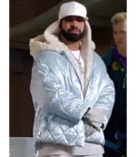 Unisex Drake ICEMAN Miu Miu Quilted Fur Hooded Puffer Jacket