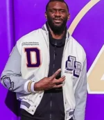 Unisex Franck Kepnang Jackie Robinson White and Grey Varsity Letterwinner Jacket