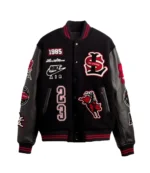 Unisex Levi’s x Jordan 2026 Black Varsity Jacket Wool With Leather Sleeves