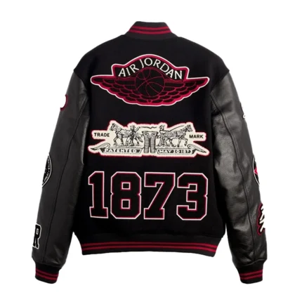 Levi’s x Jordan 2026 Black Varsity Jacket Wool With Leather Sleeves