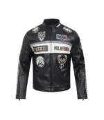 Unisex Milwaukee Bucks Full-Zip Up Black Leather Moto Jacket