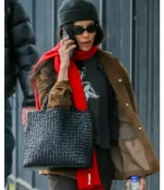 New York City 2026 Zoe Kravitz Brown Suede Leather Jacket