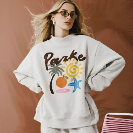 Unisex Parke Miami Graphic Mockneck Fleece Sweatshirt