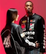 Unisex Serene GT Leather Black Double Zipper Jacket
