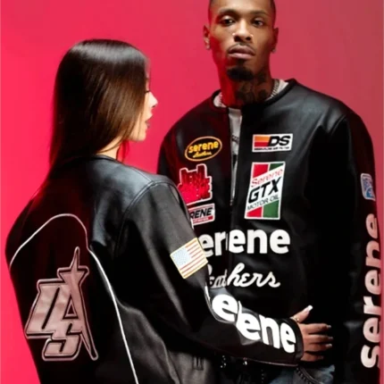 Unisex Serene GT Leather Black Double Zipper Jacket