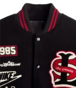 Levi’s x Jordan 2026 Black Varsity Jacket Wool With Leather Sleeves For unisex