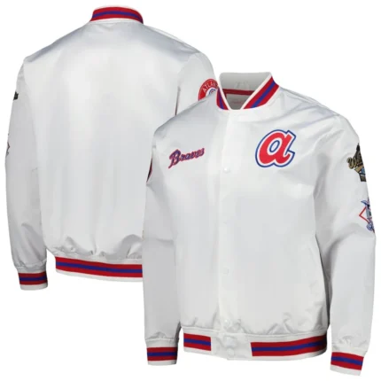 Mitchell & Ness White City Collection Satin Full-Snap Varsity Jacket1