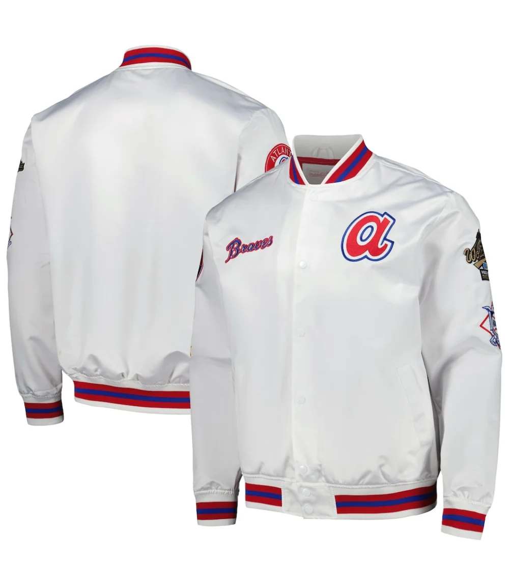 Mitchell & Ness White City Collection Satin Full-Snap Varsity Jacket1 Mitchell & Ness White City Collection Satin Full-Snap Varsity Jacket1
