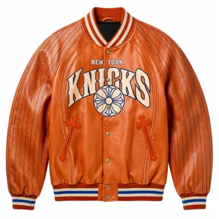 New York Knicks Chrome Hearts Varsity Jacket1