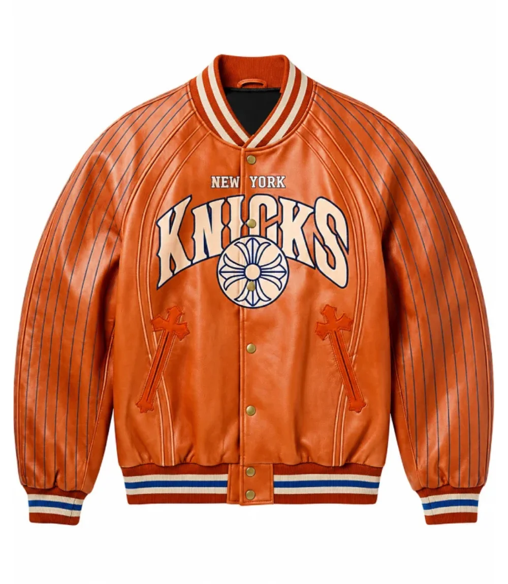 New York Knicks Chrome Hearts Varsity Jacket1 New York Knicks Chrome Hearts Varsity Jacket1