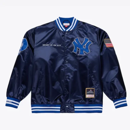 Yankees Jay-Z The Blueprint x Mitchell & Ness Navy Satin Full-Snap Jacket1