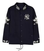 Yankees New Era Navy Coaches Full-Snap Jacket1