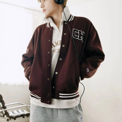 BTS V x Champion Letterman Jacket 1