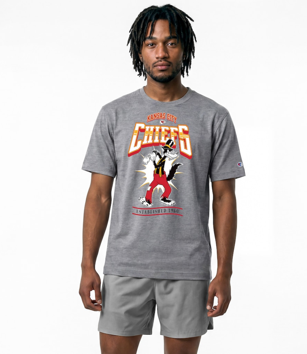Chiefs x Disney Big Bad Wolf Gray T-Shirt 1 Chiefs x Disney Big Bad Wolf Gray T-Shirt 1